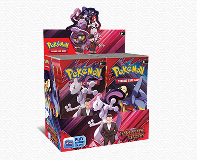 Destined Rivals Booster Box English Pokémon TCG” “Scarlet & Violet Destined Rivals box front view” “English Destined Rivals Booster Box packs inside