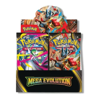“Mega Evolution Booster Box English Pokémon TCG” “Pokémon TCG Mega Evolution Booster Box packaging” “Official English Mega Evolution Booster Box cards” “Collectible Pokémon Mega Evolution Booster set”